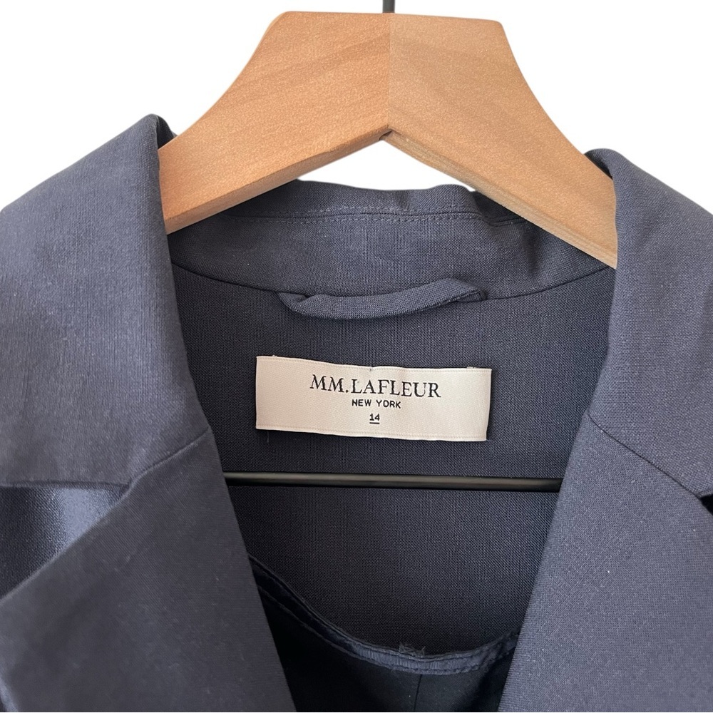 MM Lafleur Navy Catherine Dress Collared Midi Size 14 - Picture 6 of 16